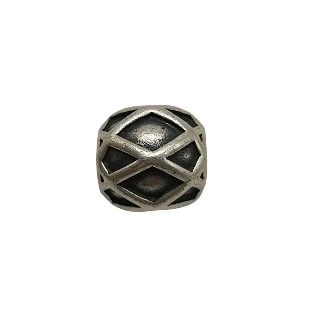Sterling Silver Pandora Harlequin Criss Cross Charm Bead 1/2
